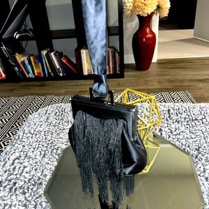 Satin Fringe Clutch Bag